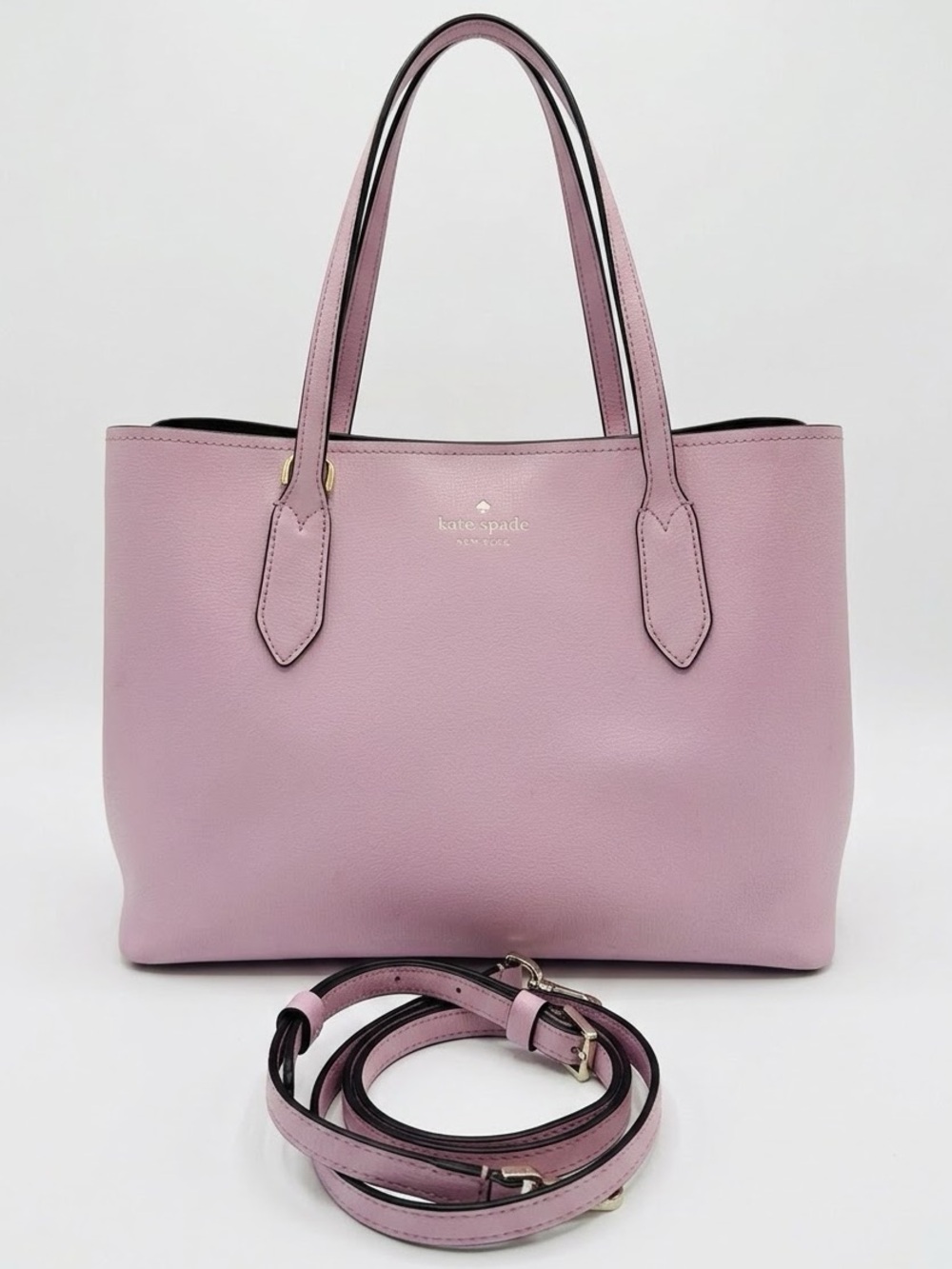 Kate Spade Harper Satchel Lilac Leather Tote with Removable crossbody Strap EUC